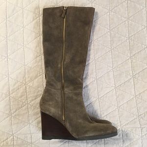 Franco Sarto Suede Watch Wedge Boots Size 8.5